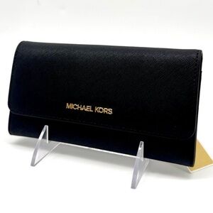 Michael Kors Large Jet Set Travel Trifold Wallet - Black/Gold